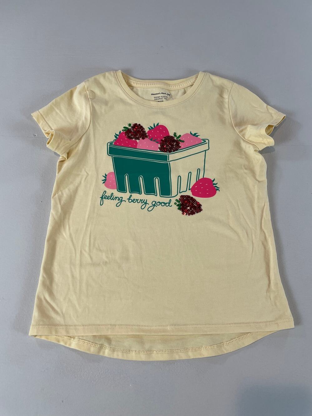 Member's Mark Berry Good Girls T-Shirt M 7/8 Yellow Cotton Blend Graphic Tee